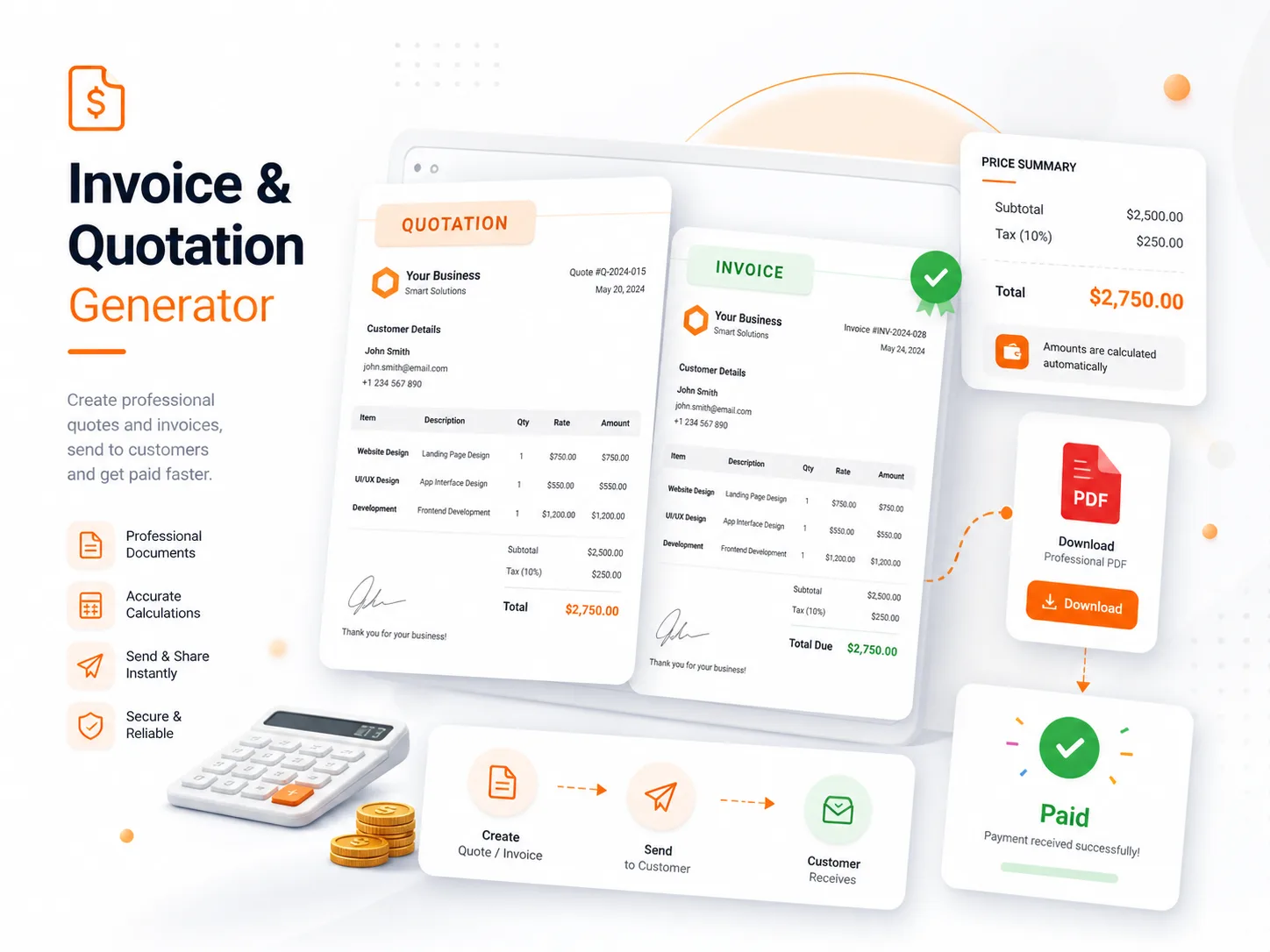 Invoice and quotation software dashboard