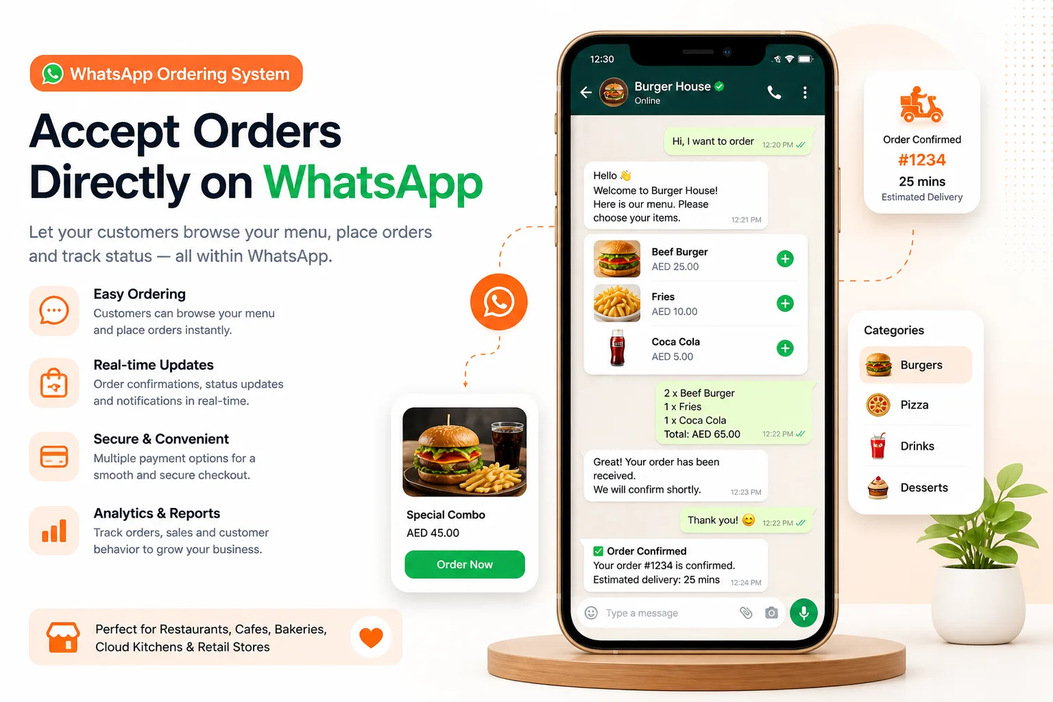 WhatsApp ordering system UAE screens