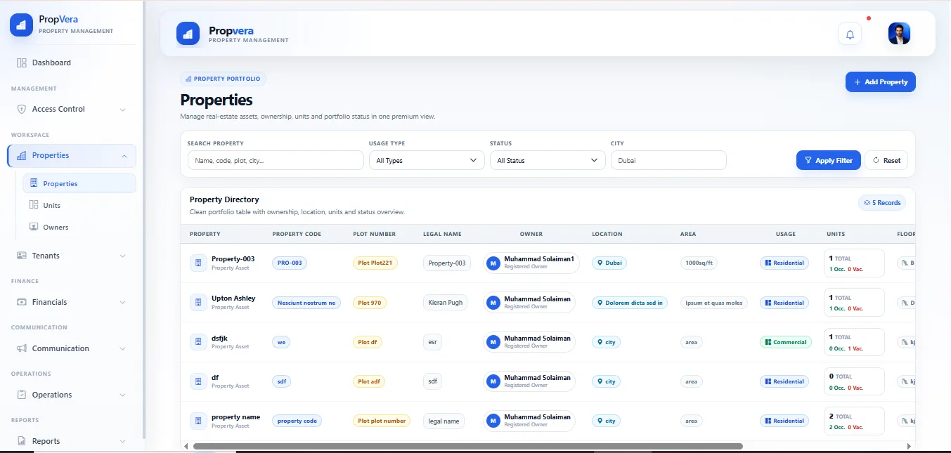 PropVera property management software feature preview